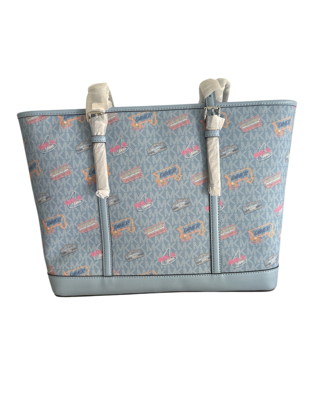 Host Pick Michael Kors Extra Large Blue Diner Print Tote Bag New - Picture 8 of 9
